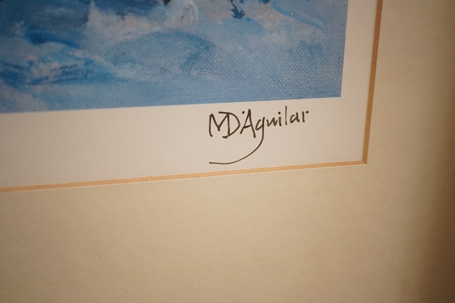 Michael D'Aguilar (1924-2011), pair of colour prints, to include: La Fete Gitane, each blindstamped and limited edition of 850, signed in ink, COA verso, 38 x 52cm